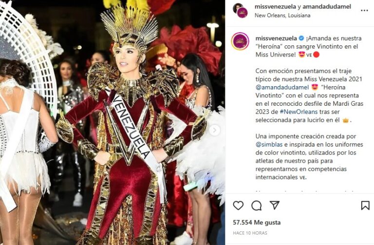 La Miss Venezuela Amanda Dudamel mostró el traje típico que lucirá en