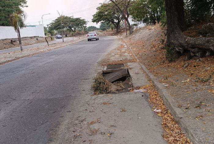 deterioro del asfalto en la avenida El Placer