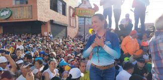 María Corina Machado en su discurso a los habitantes de Cabudare