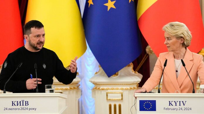 Volodymyr Zelenskyy, Ucrania y Ursula von der Leyen, UE