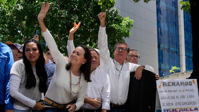 María Corina Machado en concentración en Caracas