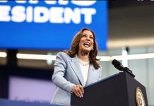 Kamala Harris del partido demócrata como candidata presidencial 2024