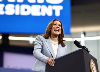 Kamala Harris del partido demócrata como candidata presidencial 2024