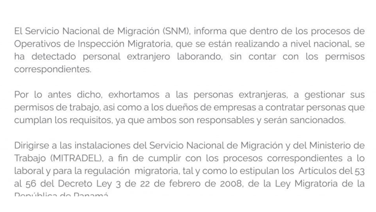 Servicio Nacional de Migracion migrantes 2024