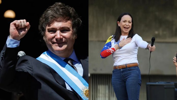 Javier Milei, condena detención y liberación de María Corina Machado