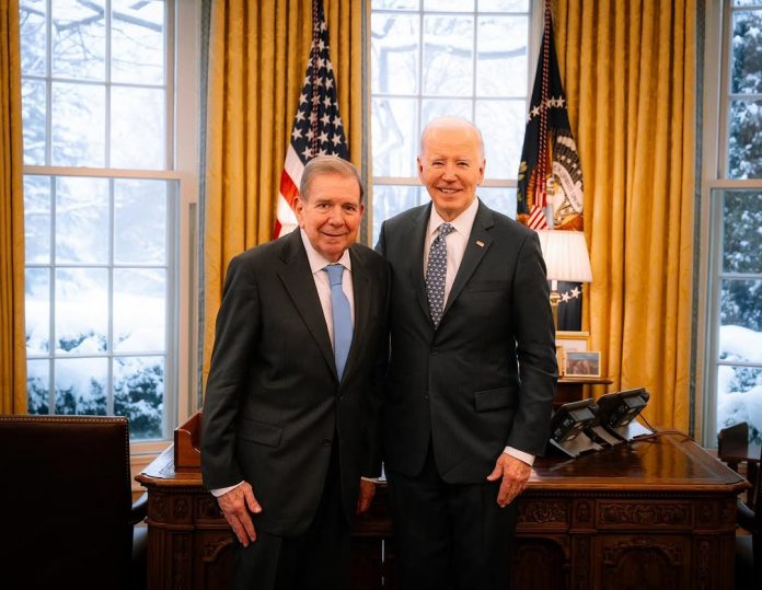 Edmundo González y el presidente de los Estados Unidos durante la reunión