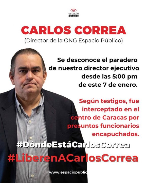 Espacio Público denuncia desaparición de Carlos Correa