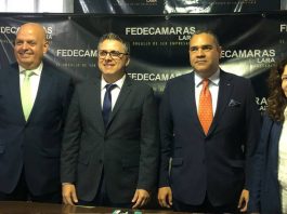 Candidatos a la junta directiva de Fedecámaras; de izquierda a derecha Francisco López Domínguez, Felipe Capozzolo, José Manuel Alejos, Monique Loffredo