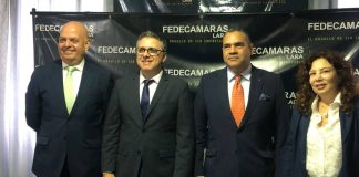 Candidatos a la junta directiva de Fedecámaras; de izquierda a derecha Francisco López Domínguez, Felipe Capozzolo, José Manuel Alejos, Monique Loffredo