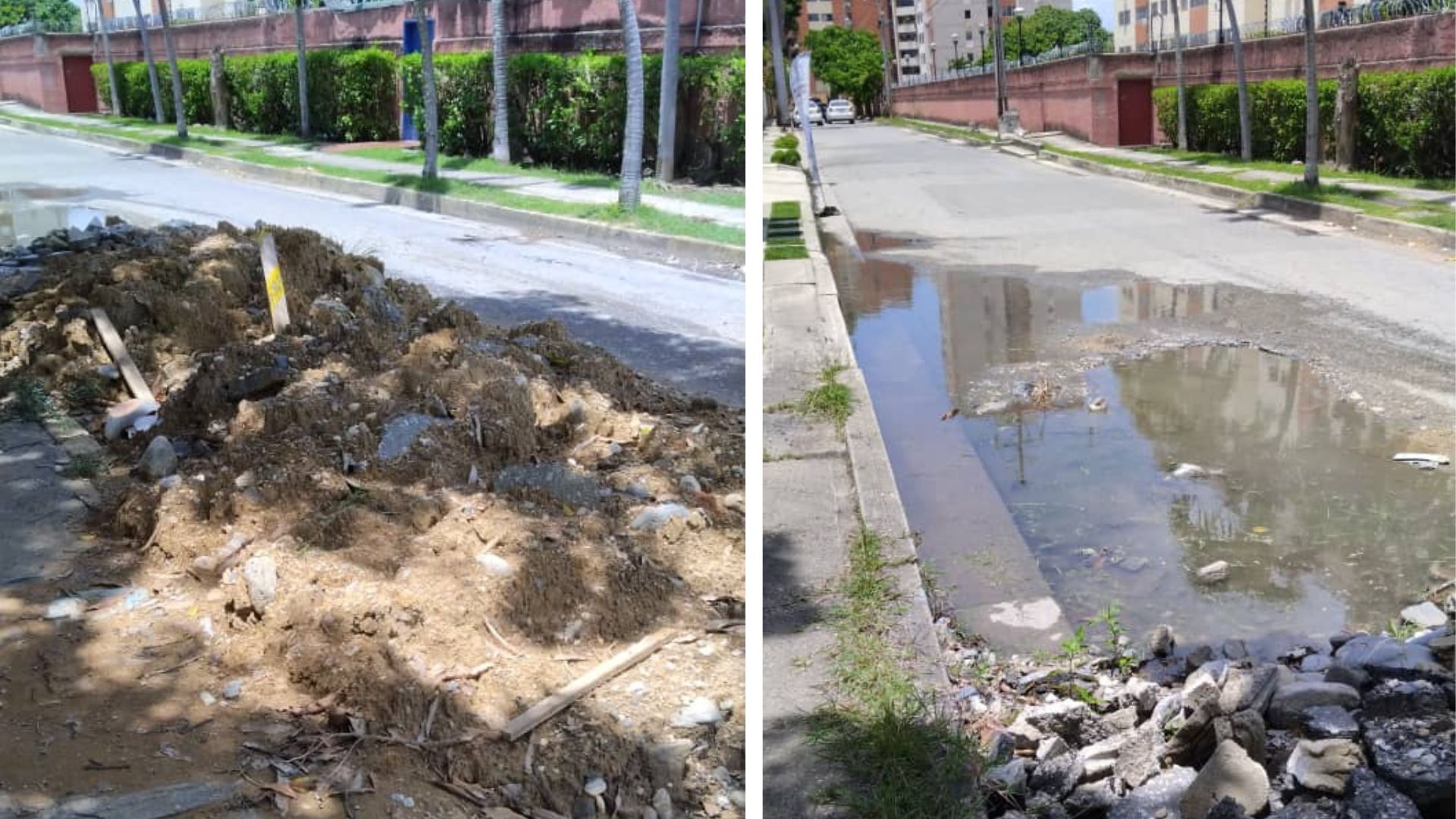 FOTOS | Vecinos de la Urb. El Parque denuncian abandono tras reparación de tubería y escombros que obstruyen drenajes #30Jul